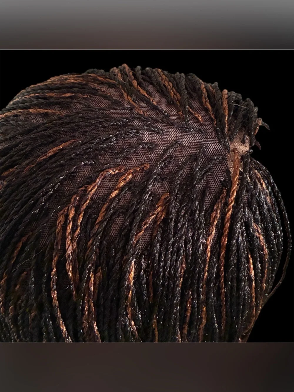 Synthetic Micro Twist Lace Front Wig in Black with Copper Highlights